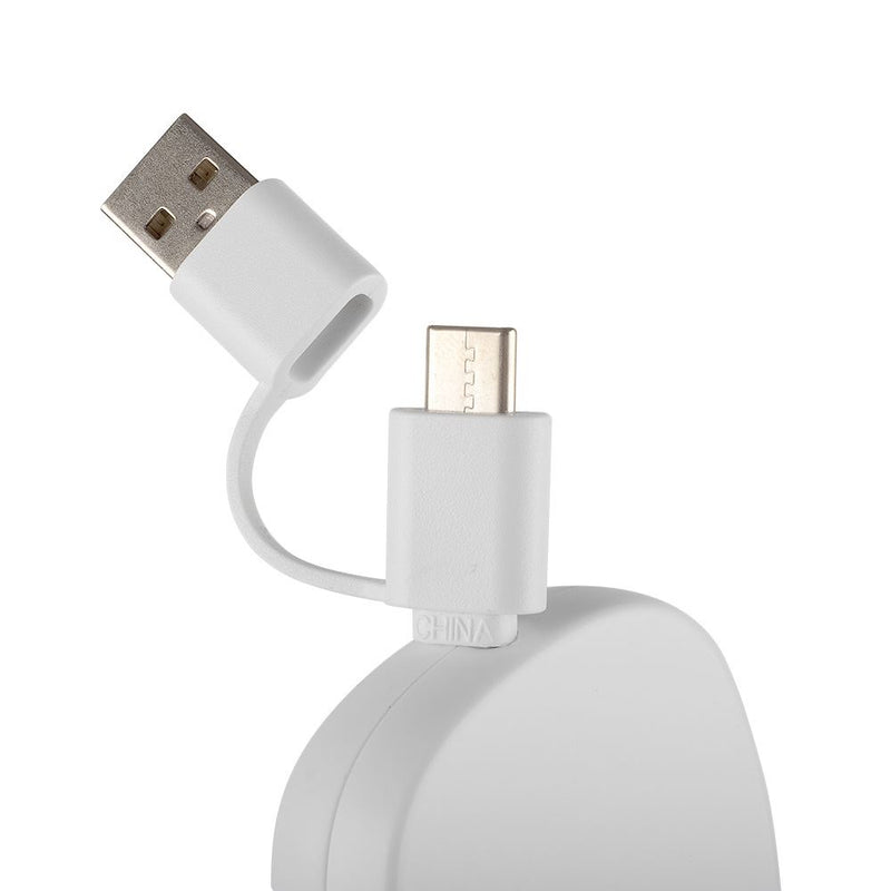 Cabo Carregador USB com 3 Entradas Base de Bambu Branco