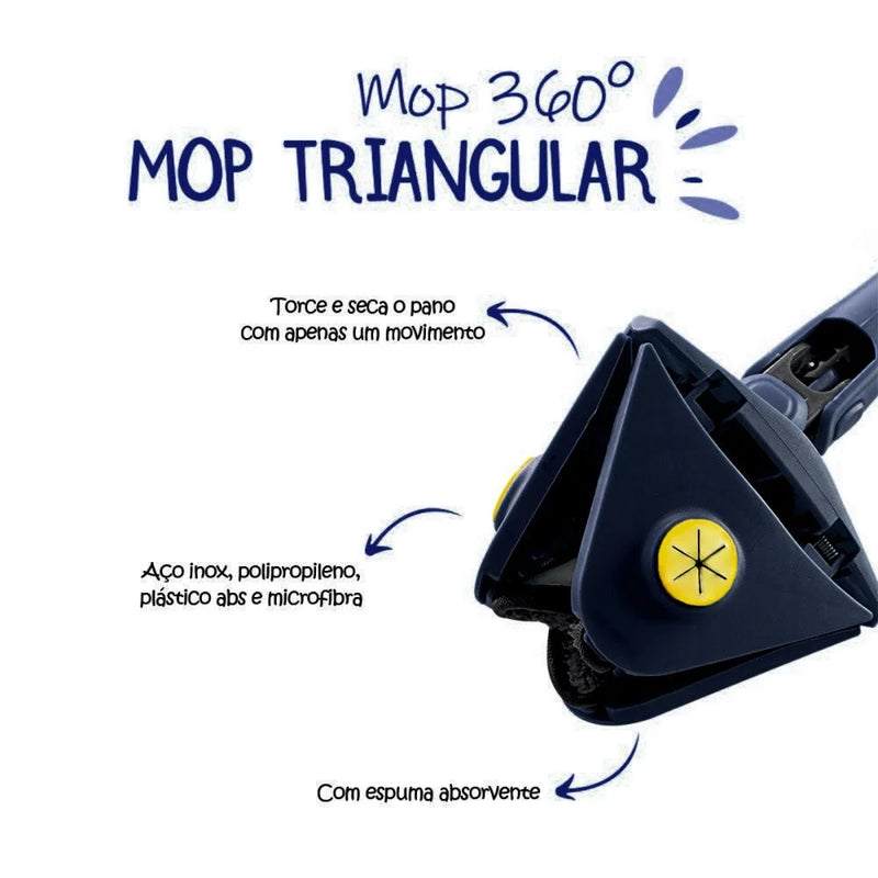 MOP DE LIMPEZA TRIÂNGULO AJUSTÁVEL GIRATÓRIO 360° SORTIDO