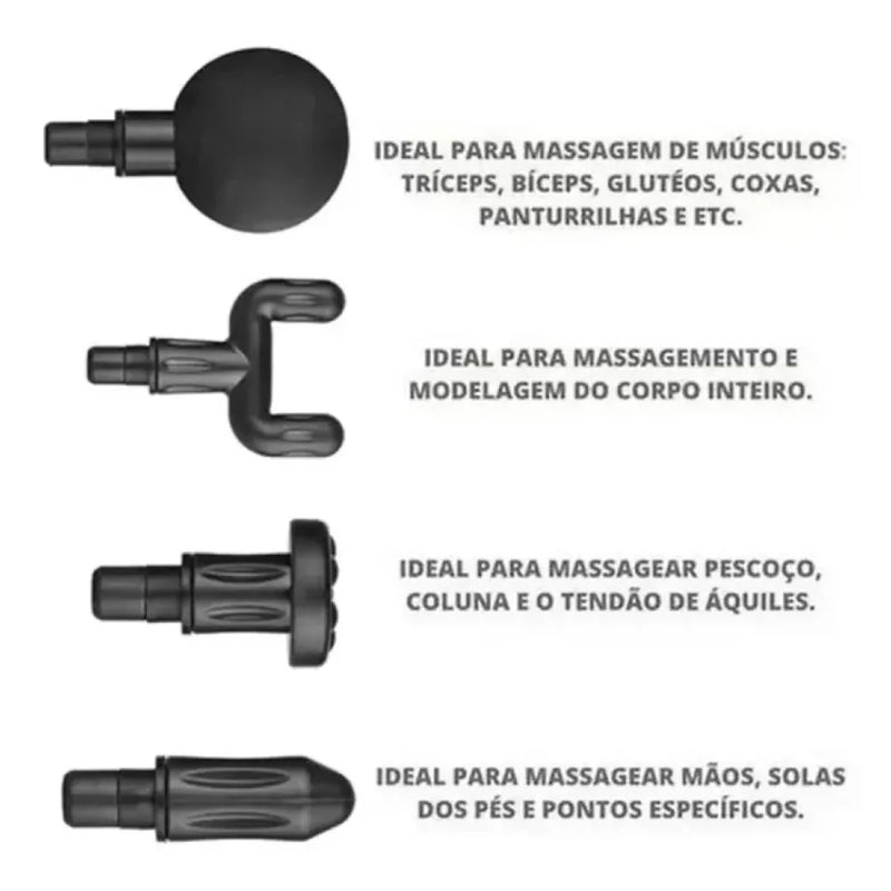 PISTOLA MASSAGEADORA ELETRICA CORPORAL DE FISIOTERAPIA PRETO